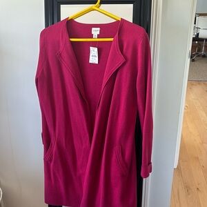 JCrew Raspberry Cotton cardigan Sweater, XS, 32.5” from shoulder to helm
